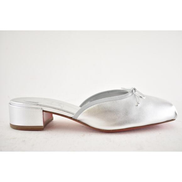 Christian Louboutin Mimiflirt 30 Silver Ballet Ballerina Slide Heel Mule 40 - Picture 2 of 16